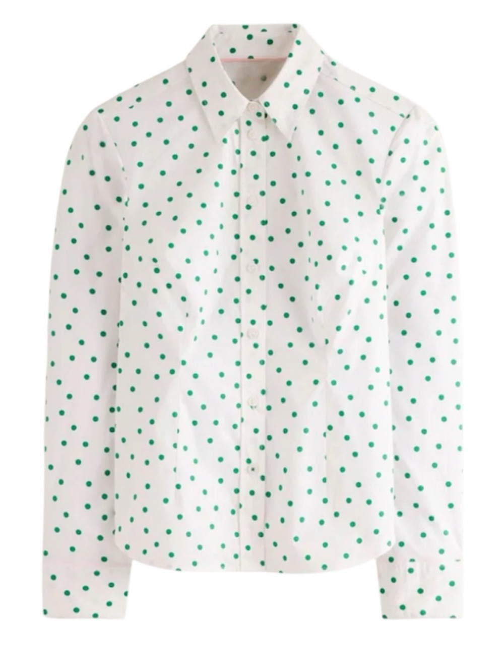 Boden Sienna Shirt Green Polka Dot Cotton Button Front Blouse 14 - Picture 2 of 9